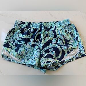 Lilly Pulitzer Navy Blue Tropical Print Athletic Shorts